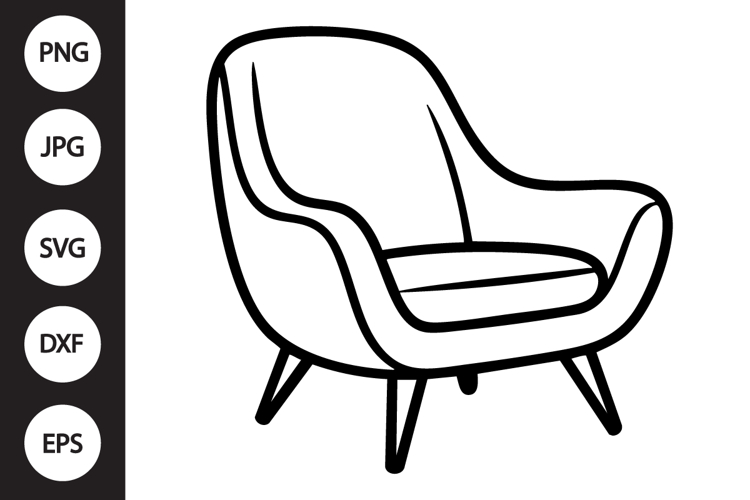 Modern Lounge Chair Outline SVG, Coloring Page