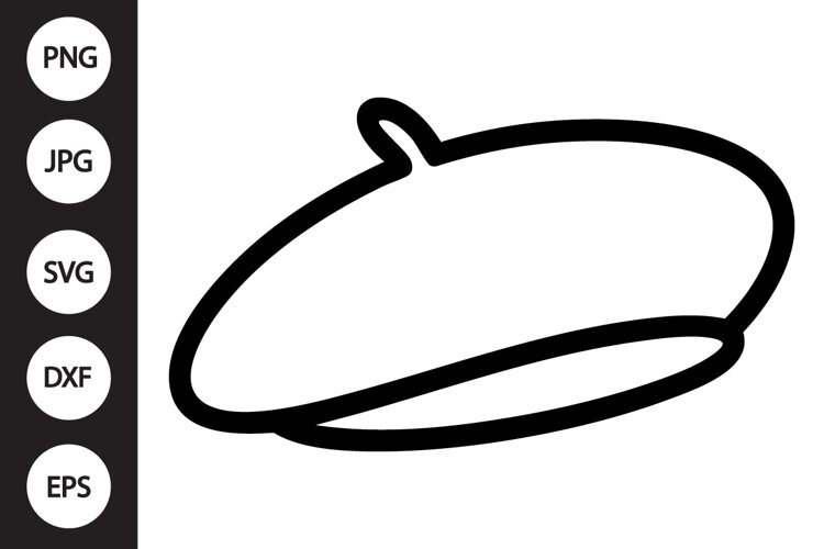 French Beret Outline SVG, Coloring Page example image 1