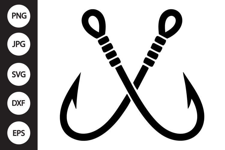 Crossed Fishing Hooks SVG example image 1