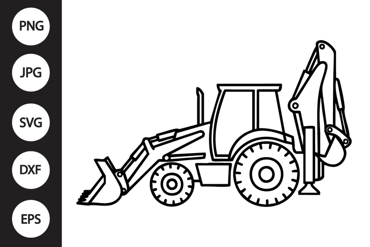 Backhoe Outline SVG, Coloring Page