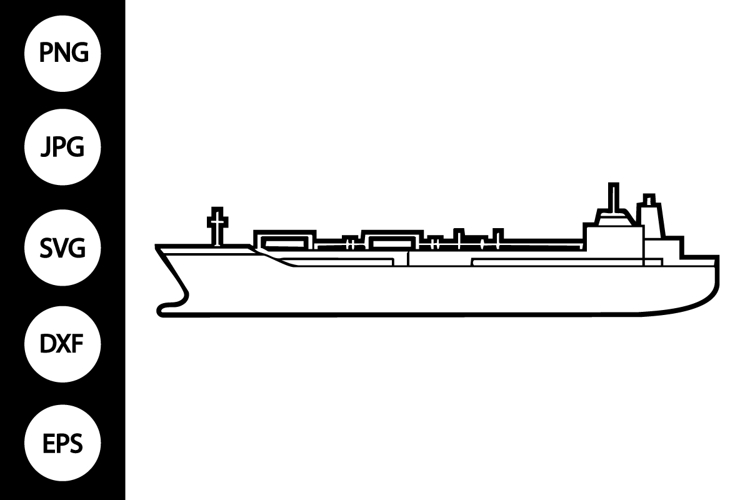 Oil Tanker Ship Outline SVG, Coloring Page