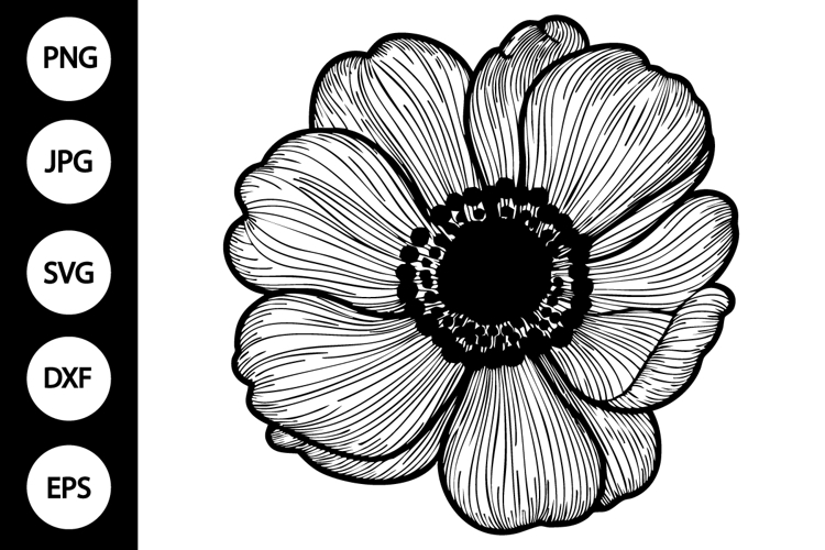 Flower Clipart Black And White Image 22