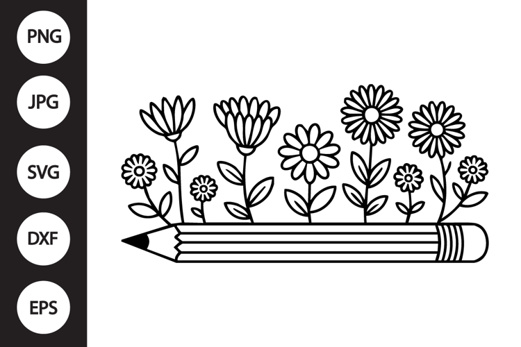 wildflowers pencil SVG example image 1