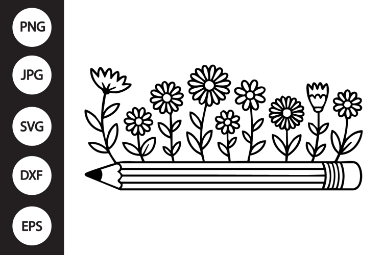 wildflowers pencil SVG example image 1