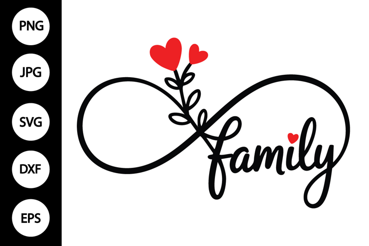 Infinity Family with Heart Flowers SVG