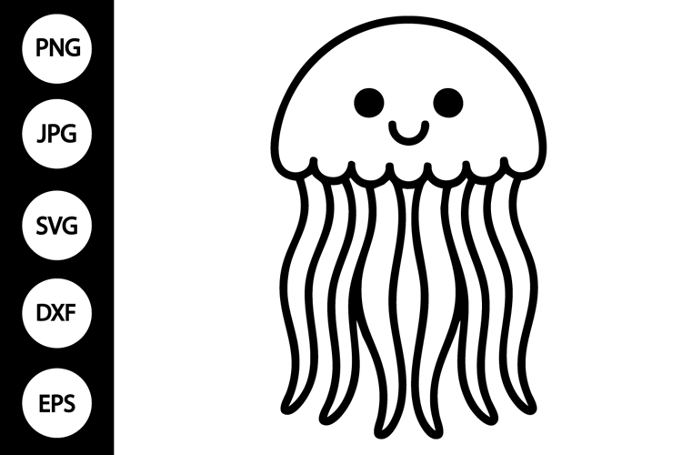 Jellyfish Outline SVG, Coloring Page