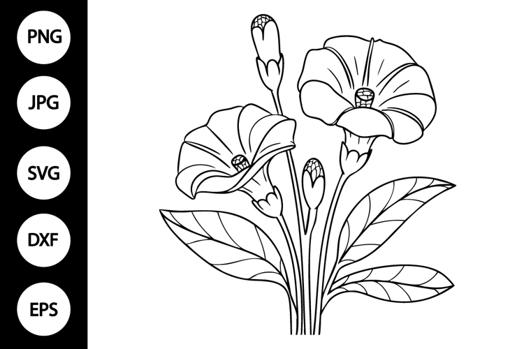 Flower Clipart Black And White Image 5