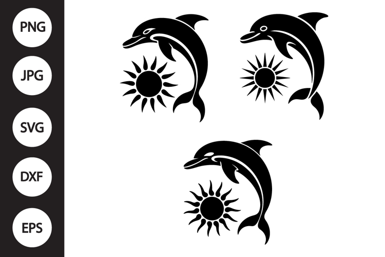 Dolphin with Sun SVG, Dolphin with Sun Clipart