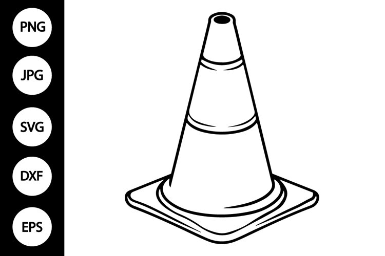Outline Traffic Cone SVG, Coloring Page example image 1
