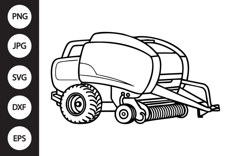 Round Baler Outline SVG, Coloring Page example image 1