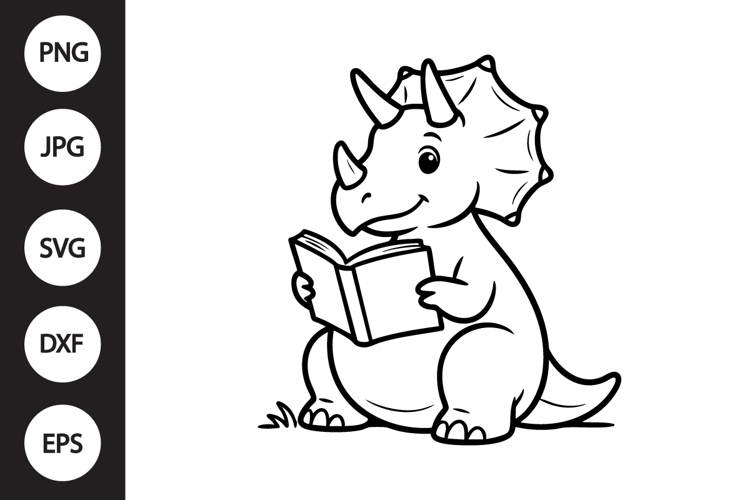 Reading Dinosaur SVG