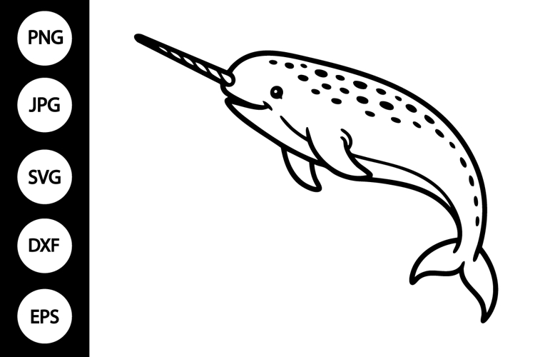 Narwhal Outline SVG, Coloring Page