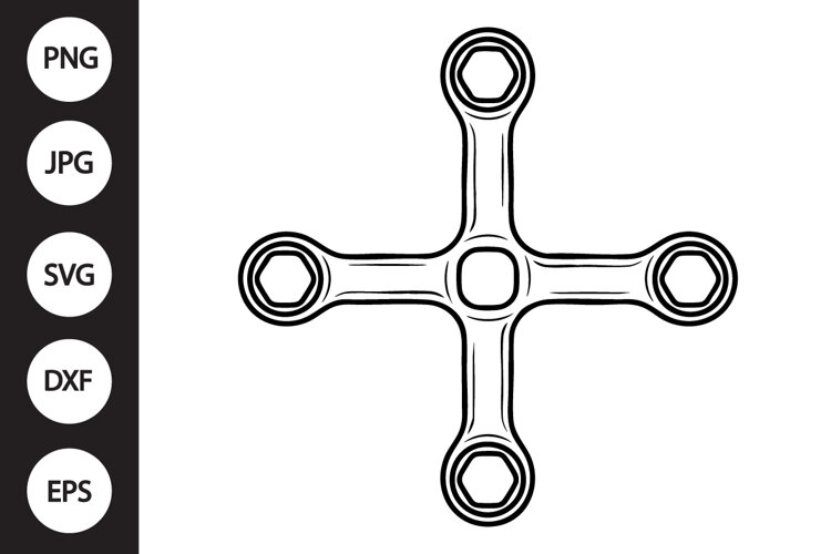 Cross Wheel Wrench SVG example image 1