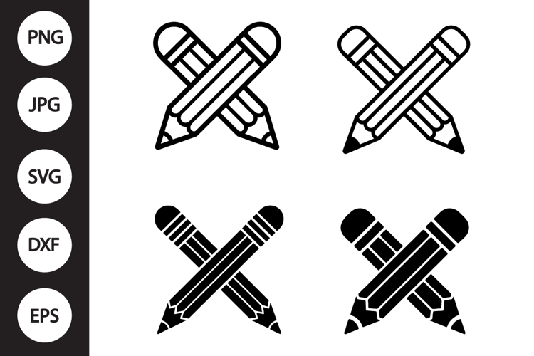Crossed Pencils SVG, Crossed Pencils Clipart example image 1
