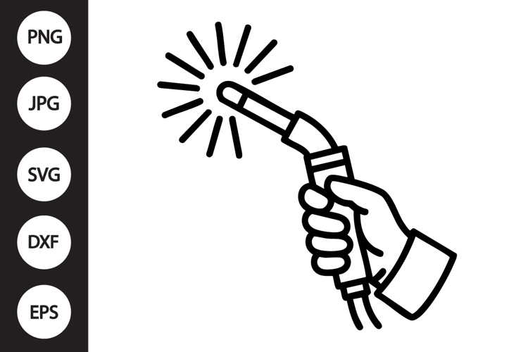 Welding Torch Hand Outline SVG, Coloring Page