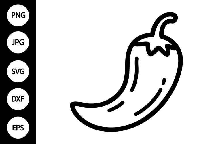 Chili Pepper Outline SVG, Coloring Page