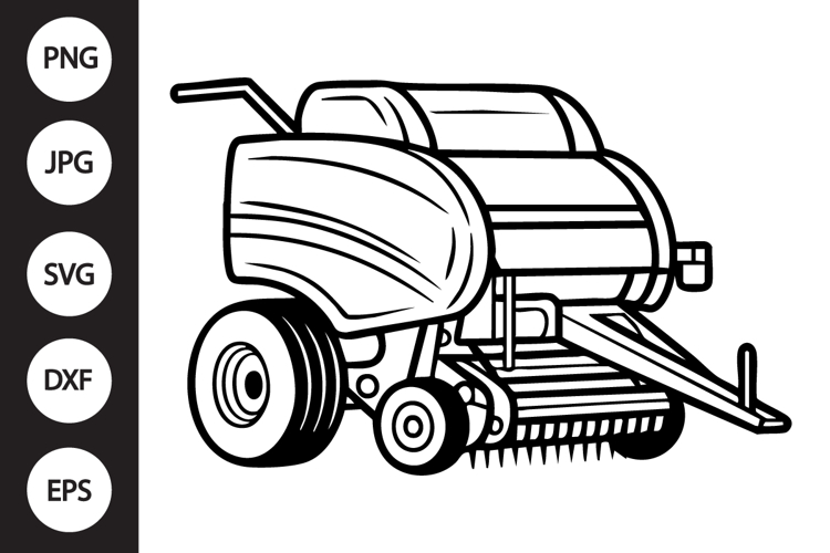 Round Baler Outline SVG, Coloring Page
