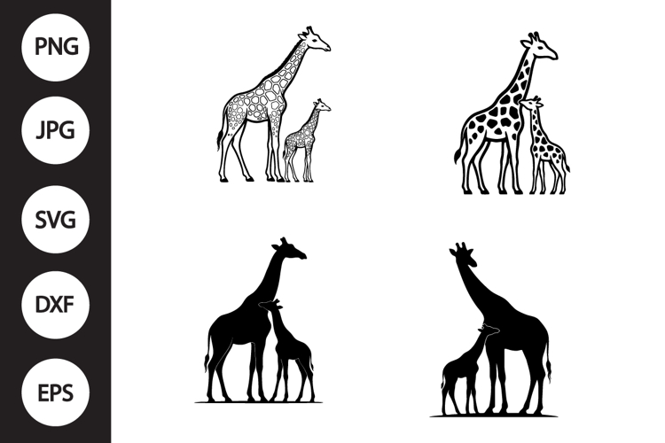 Giraffe Mama and Baby SVG, Giraffe Mama and Baby Clipart