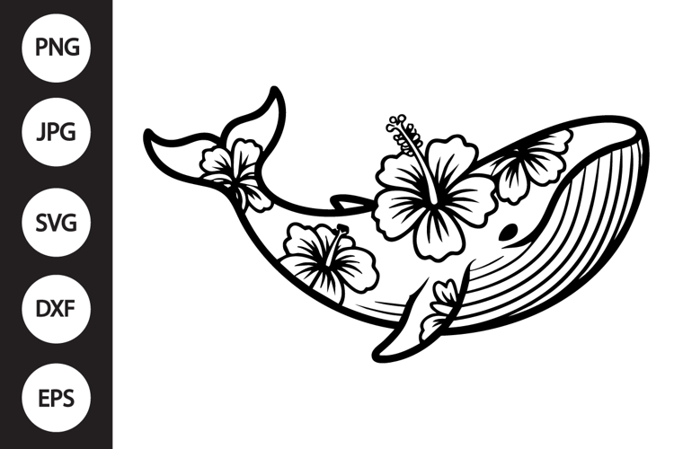 Floral Whale SVG example image 1