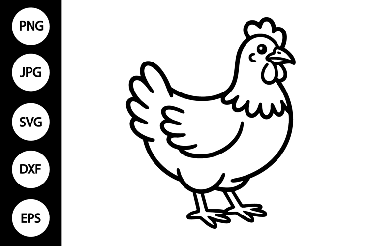 Chicken Outline SVG, Coloring Page