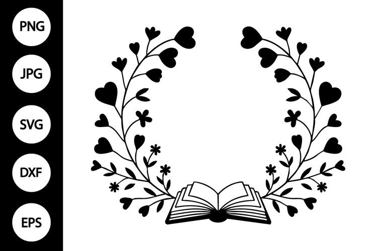 Heart Flowers with Book SVG