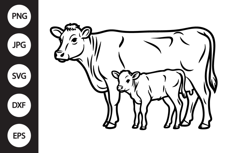 Cow Calf Silhouette Image 9