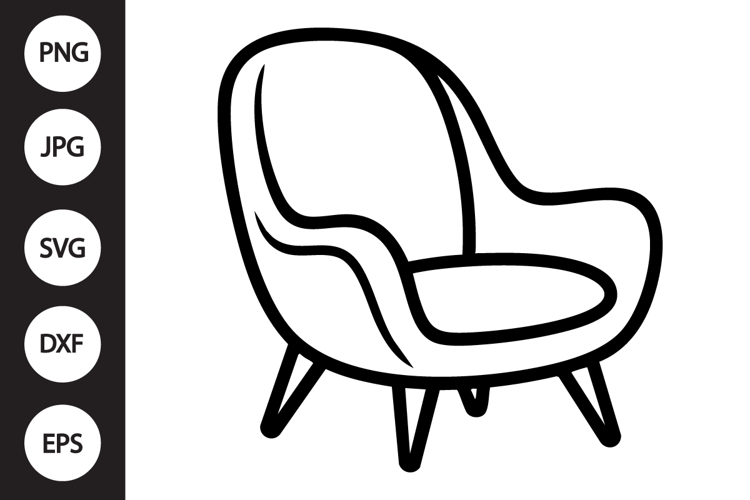 Modern Lounge Chair Outline SVG, Coloring Page