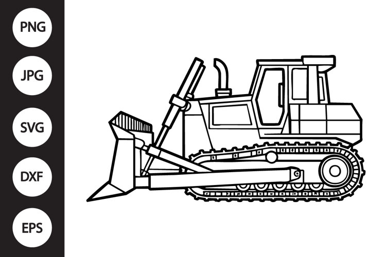 Bulldozer Outline SVG, Coloring Page example image 1