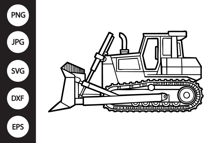 Bulldozer Outline SVG, Coloring Page