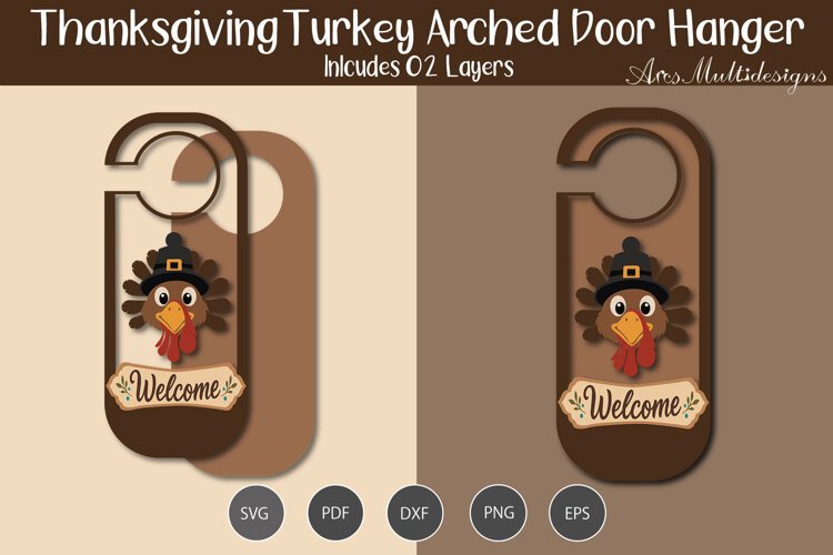 Thanksgiving turkey arched door hanger example image 1