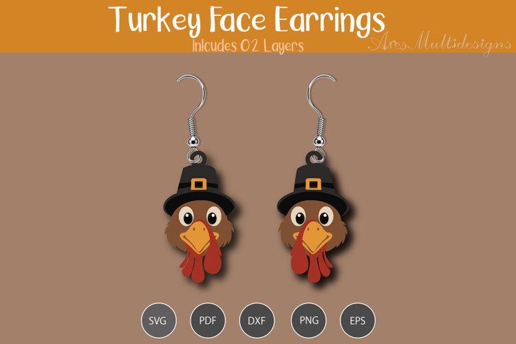 Turkey Head Earrings SVG example image 1