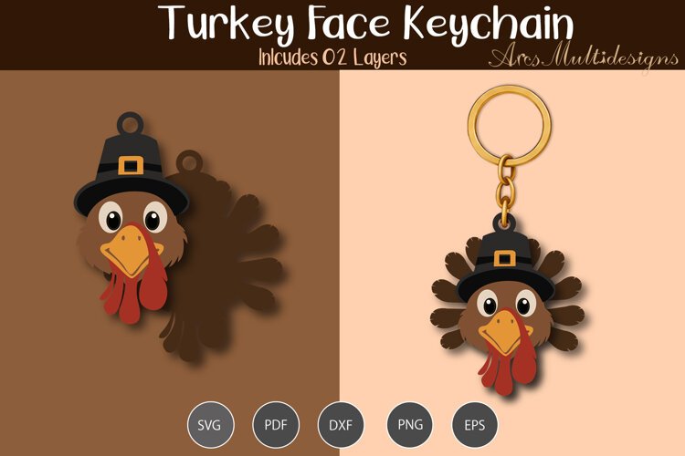 Turkey head keychain SVG example image 1