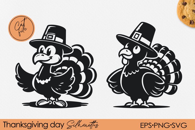 Funny Cartoon Thanksgiving Turkey Silhouette | PNG EPS SVG