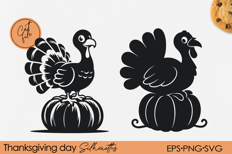 Funny Cartoon Thanksgiving Turkey Silhouette | PNG EPS SVG