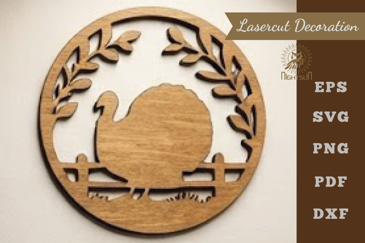 Turkey Round Lasercut Decoration SVG