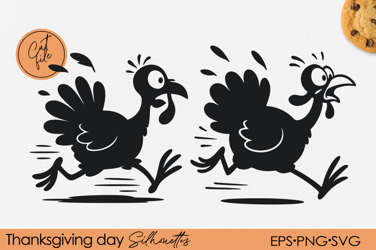 Funny Cartoon Thanksgiving Turkey Silhouette | PNG EPS SVG