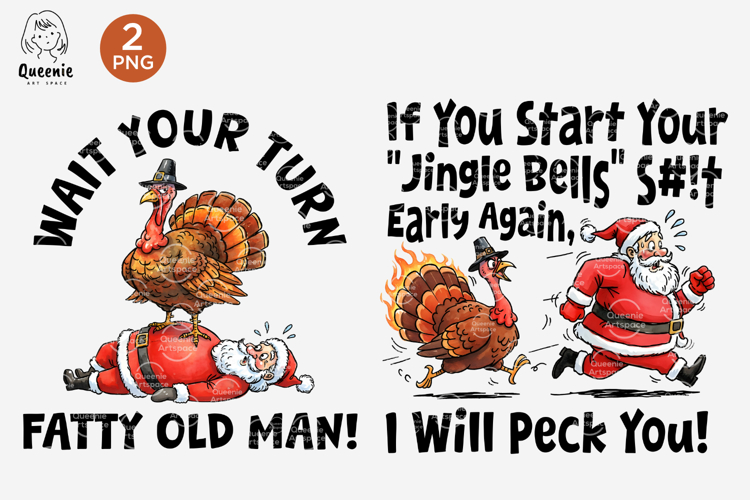 Funny Thanksgiving Turkey vs Christmas Santa Claus Holiday