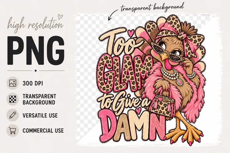 Thanksgiving png, Too Glam to Give a Damn Funny png
