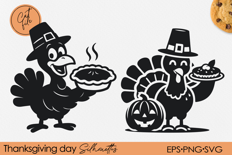 Funny Cartoon Thanksgiving Turkey Silhouette | PNG EPS SVG