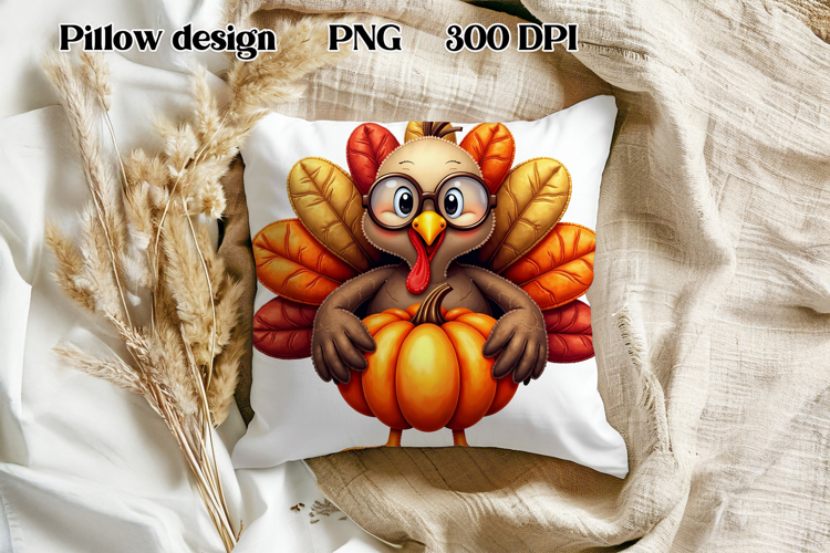 Thanksgiving Turkey Pumpkin Pillow | Patchwork sublimation