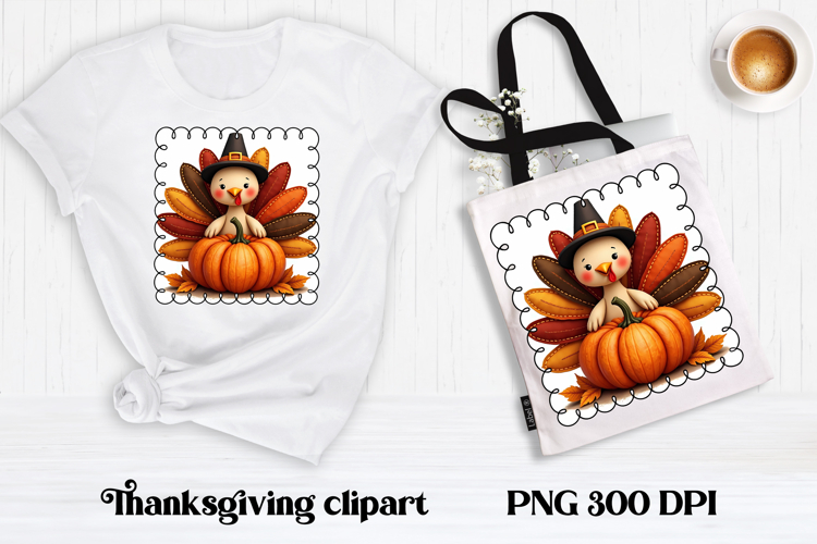 Thanksgiving Turkey Pumpkin Clipart | Patchwork sublimation