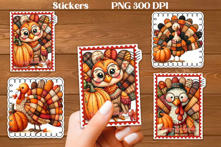 Thanksgiving turkey stickers | Printable farm animal sticker