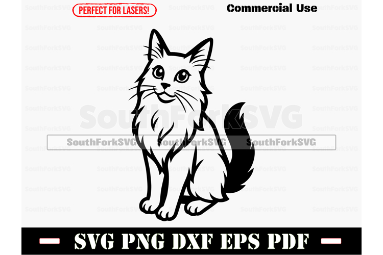 Turkish Angora Cat Begging Design SVG PNG DXF EPS PDF
