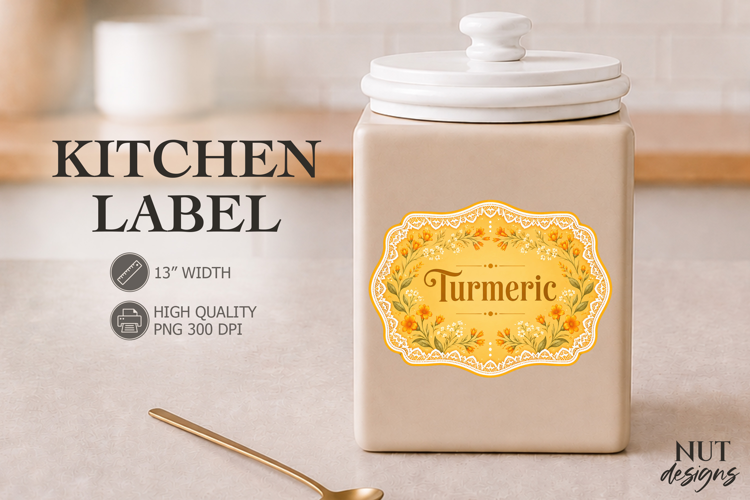 Vintage Golden Turmeric Kitchen Label Pantry Label