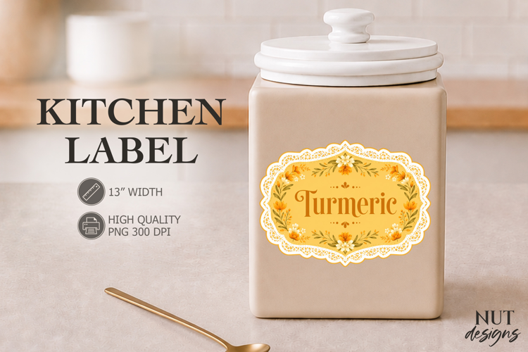 Vintage Golden Turmeric Kitchen Label Pantry Label