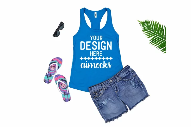 Turquoise 1533 Next Level Racerback Tank Mockup Summer Style