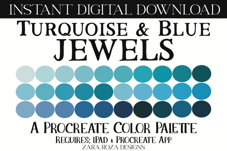 Turquoise & Blue Jewels Procreate Color Palette example image 1