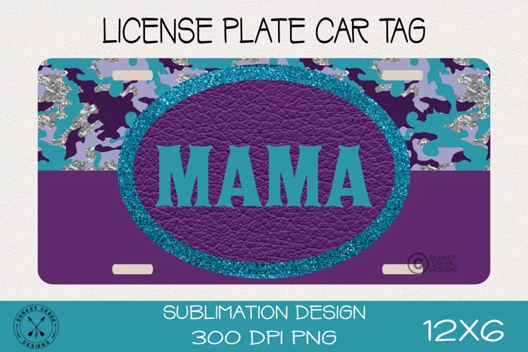 License Plate Sublimation monogram|Turquoise Camouflage PNG