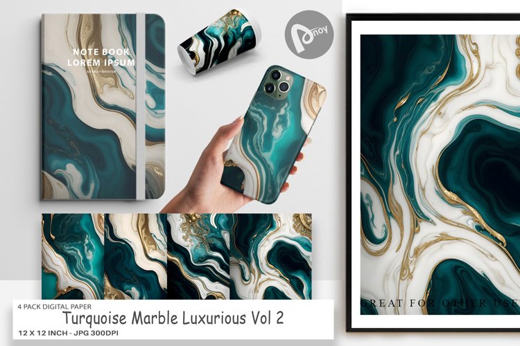 Digital Paper Turquoise Marble Luxury example image 1