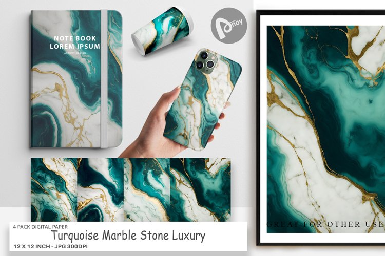 Digital Paper Turquoise Marble Stone example image 1